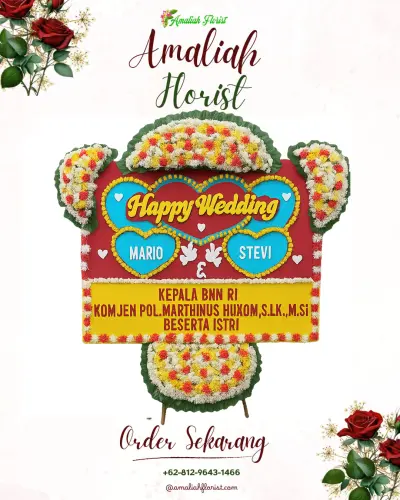 Karangan Papan Bunga Pernikahan di P Berayan Darat Ii